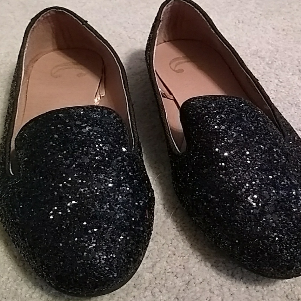 Charming Charlie's Black Glitter Loafers